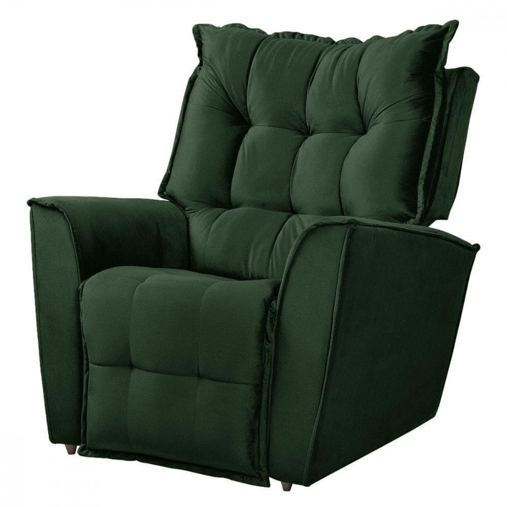Poltrona Reclinavel Do Papai Para Sala King Veludo Verde Verde