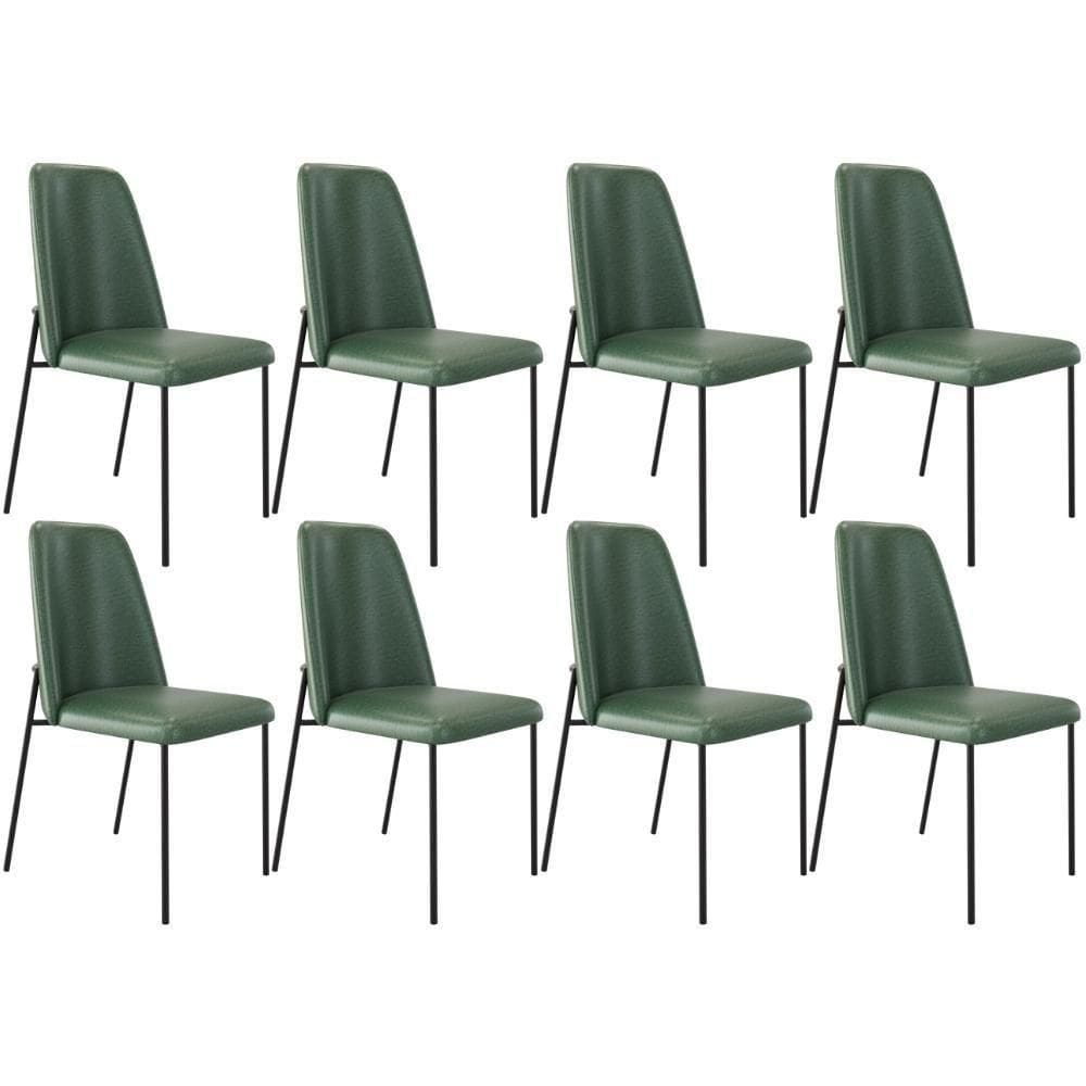 Kit 08 Cadeiras Decorativa Estofada Para Sala De Jantar Bella L02 Couríssimo Verde - Lyam Decor