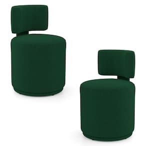 Kit 02 Puffs Decorativos Orgânicos Living Melis Minimalista Bouclê Verde - Abmaza