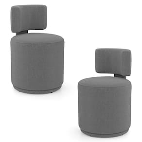 Kit 02 Puffs Decorativos Orgânicos Living Melis Minimalista Bouclê Cinza Escuro - Abmaza
