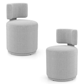 Kit 02 Puffs Decorativos Orgânicos Living Melis Minimalista Bouclê Cinza Claro - Abmaza