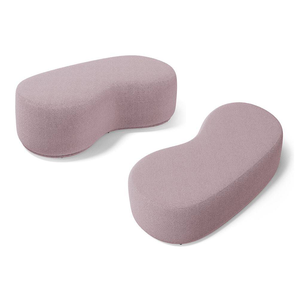 Kit 02 Puffs Decorativos Living Aisha Orgânico 02 Lugares Bouclê Rosê - Abmaza