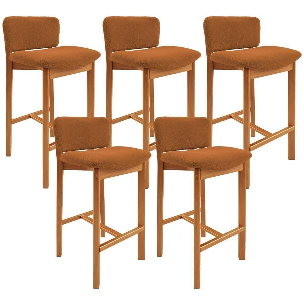 Kit 05 Banquetas Alta Para Cozinha Sala De Jantar Bar Dara L02 Bouclê Terracota - Lyam Decor