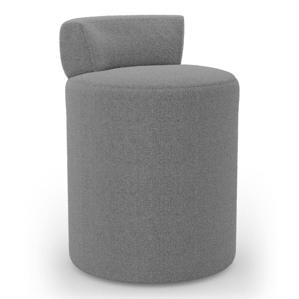 Puff Decorativo Orgânico Living Aegon Minimalista Bouclê Cinza Escuro - Abmaza