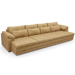 Sofá Retrátil Para Sala De Estar 5 Lugares 379cm Riza S03 Couro Soft Bege - Lyam Decor