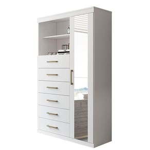 Multi-cômoda Marabá 1 Porta E 6 Gavetas Branco Com Espelho - Santos Andirá Branco