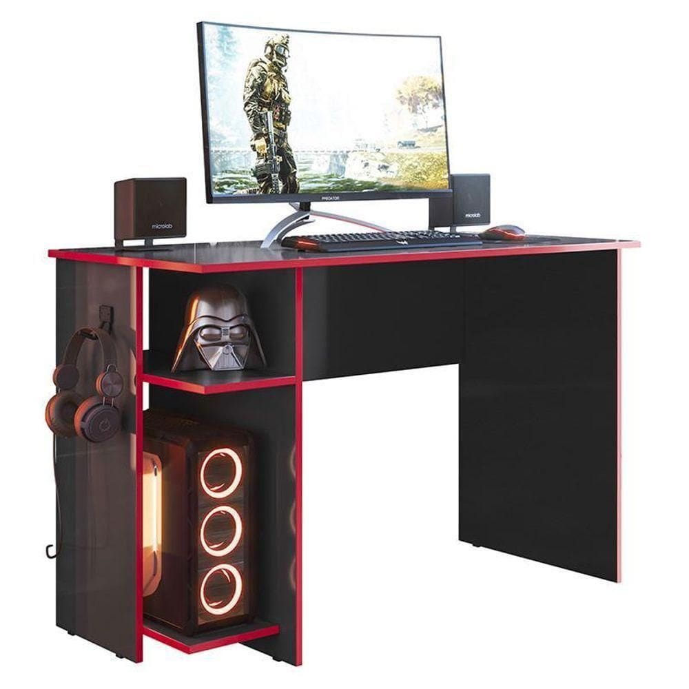 Mesa Para Gamer 3875 Preto Fosco-vermelho - Qmovi Preto Fosco-vermelho