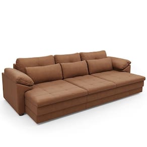 Sofá Retrátil Para Sala De Estar 4 Lugares 297cm Riza S03 Couro Soft Mel - Lyam Decor