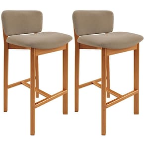 Kit 02 Banquetas Alta Para Cozinha Sala De Jantar Bar Dara L02 Bouclê Bege - Lyam Decor