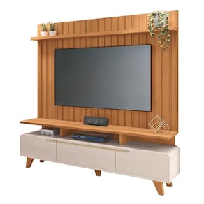 Rack Bancada Essenza Com Painel Link Off White-cinamomo Para Até 70? - Hb Móveis Off White-cinamomo