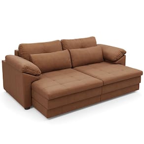 Sofá Retrátil Para Sala De Estar 3 Lugares 250cm Riza S03 Couro Soft Mel - Lyam Decor