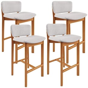 Kit 04 Banquetas Alta Para Cozinha Sala De Jantar Bar Dara L02 Linho Cinza - Lyam Decor