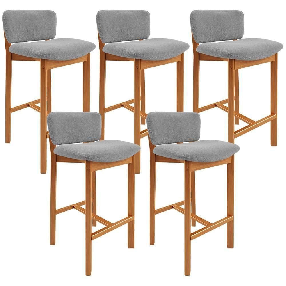 Kit 05 Banquetas Alta Para Cozinha Sala De Jantar Bar Dara L02 Bouclê Cinza - Lyam Decor