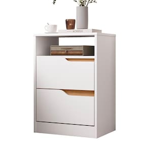 Mesa De Cabeceira Sole 2 Gavetas Branco-freijó - Móveis Albatroz Branco-freijó