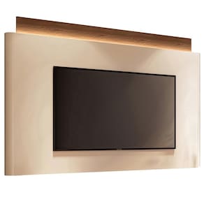 Painel Para 85 Pol Orgânico Com Led 208cm Aslan B01 Off White Castanho - Lyam Decor
