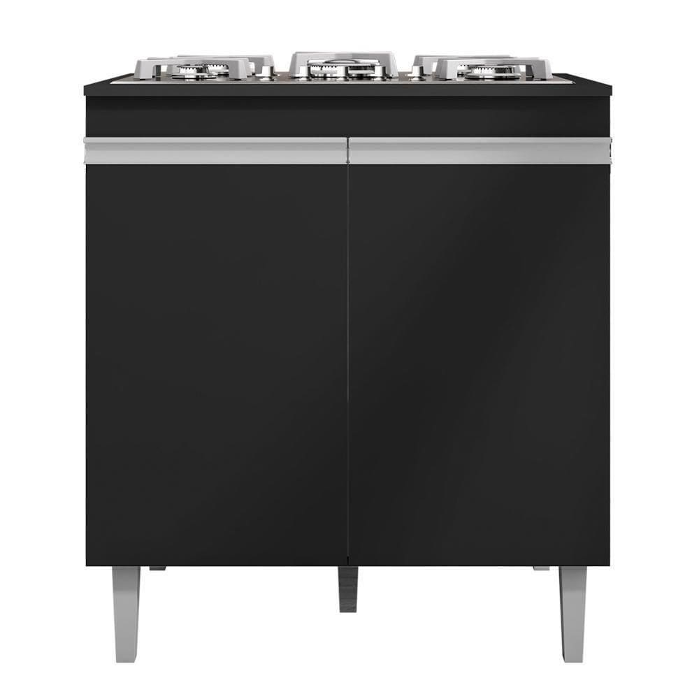 Balcão Cooktop Andréia 79cm Com 2 Portas Preto Fosco - Ajl Móveis Preto Fosco