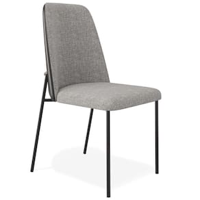 Cadeira Decorativa Estofada Sala De Jantar Bella L02 Couríssimo Preto Linho Cinza Escuro - Lyam Decor