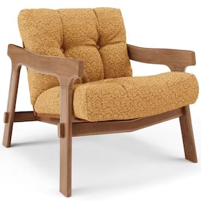 Poltrona Decorativa Fixa Para Sala Living Ikary L02 Canela Bouclê Mostarda - Lyam Decor