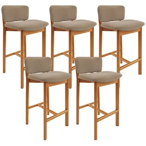Kit 05 Banquetas Alta Para Cozinha Sala De Jantar Bar Dara L02 Bouclê Bege - Lyam Decor