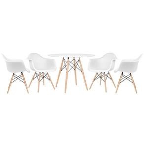 Kit - Mesa Eames 100 Cm + 4 Cadeiras Eames Daw Mesa Branco Com Cadeiras Branco Mesa Branco Com Cadeiras Branco