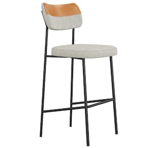 Banqueta Alta Bar Cozinha Sala De Jantar Preto Melina L02 Couríssimo Whisky Linho Cinza - Lyam Decor