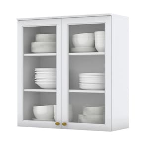 Armário Aéreo 2 Portas Vidro 80cm Americana Branco - Móveis Henn Branco