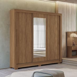 Guarda-roupa Casal 204cm 3 Pt 9 Gv C Esp Arnaut Estilo Mm Jatoba