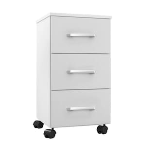 Gaveteiro Pietra 3 Gavetas Branco Trama Com Rodízios - Móveis Leão Branco Trama