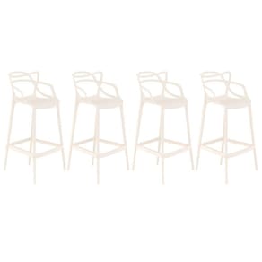 Kit 4 Banquetas Altas Masters Allegra 76 Cm Creme Creme