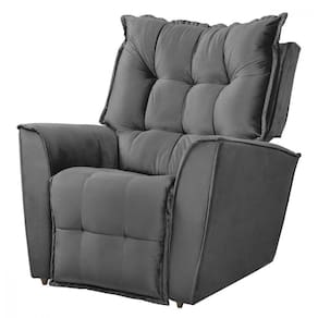 Poltrona Do Papai Reclinavel Para Sala King Tecido Veludo Chumbo