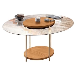Mesa De Centro Sky Redonda Cinamomo Com Tampo De Vidro - Hb Móveis Cinamomo