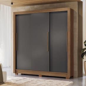 Guarda-roupa Casal 204cm 3 Pt 9 Gv Arnaut Estilo Mm Jatoba/grafitte