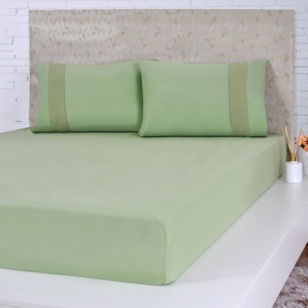 Jogo de Cama King Malha 3 Pçs Bella Cama 100% Algodão 193x203x40cm