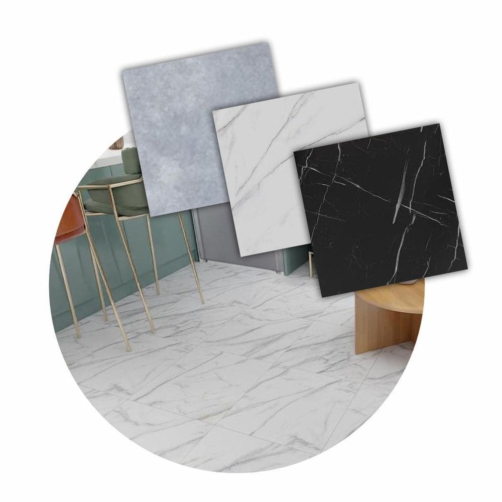 Piso Vinilico Autocolante 2 Placas 46X46 - Marmore Carrara