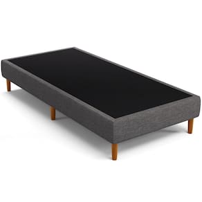 Base Para Cama Solteiro 88cm Sleep W01 Linho Cinza Escuro - Lyam Decor