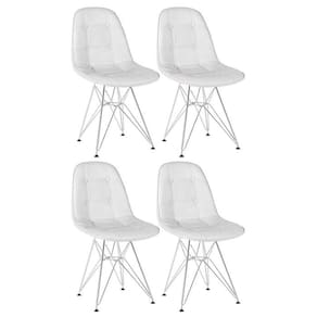 Kit 4 Cadeiras Estofadas Charles Eames Eiffel Botonê Com Pés De Metal Cromado Cinza Claro Cinza-claro