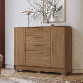Cômoda 130,20cm 2 Pt E 4 Gv Eliot Estilo Mm Jatoba