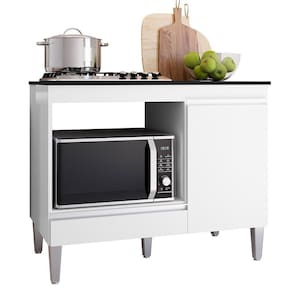 Balcão Cooktop Carla 105cm Com 1 Porta Branco - Ajl Móveis Branco