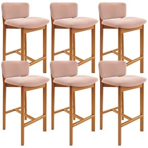 Kit 06 Banquetas Alta Para Cozinha Sala De Jantar Bar Dara L02 Bouclê Rosê - Lyam Decor