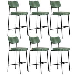 Kit 06 Banquetas Alta Bar Cozinha Sala De Jantar Preto Melina L02 Couríssimo Verde - Lyam Decor