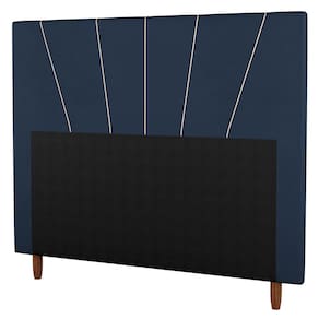 Cabeceira Cama Box Casal Queen Size Dallas 160cm Veludo Azul - Abmaza