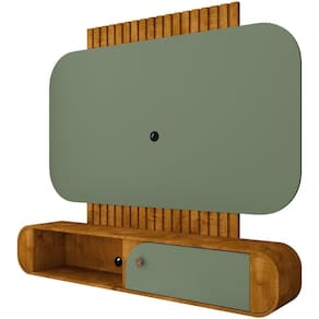 Painel Para 55 Pol Com Bancada Suspensa Maestri B02 Naturalle Pistache - Lyam Decor