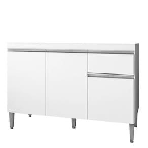Balcão Pia Tatiane 118cm 3 Portas Branco Sem Tampo - Ajl Móveis Branco