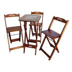 Conjunto Mesa Bistrô Com 3 Banquetas Dobráveis De Madeira Personalizada Jack - Imbuia