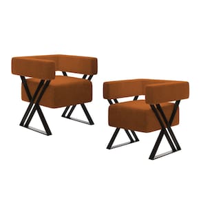 Kit 02 Poltronas Decorativas Sala de Estar Miralys Pés de Ferro Bouclê Terracota - Abmaza