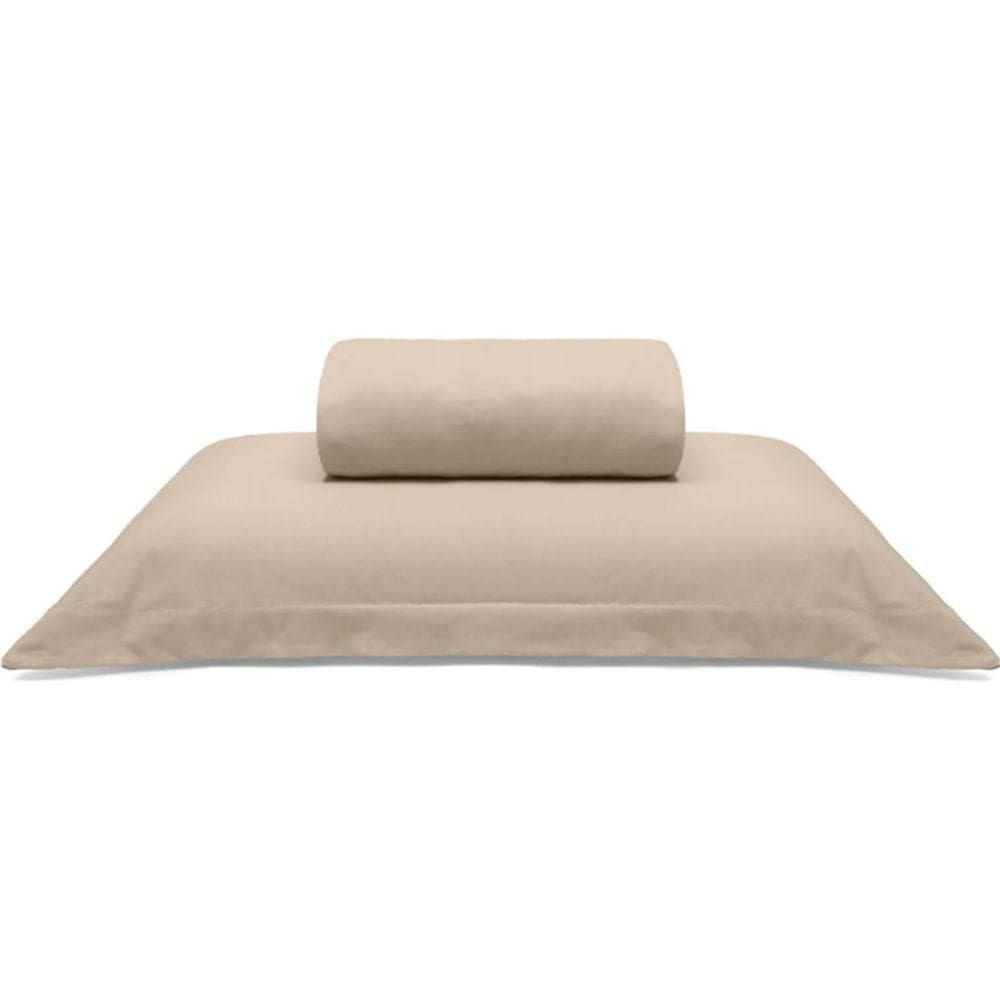 Jogo De Cama Buettner Solteiro King Malha Liso 2 Peças Image Bege