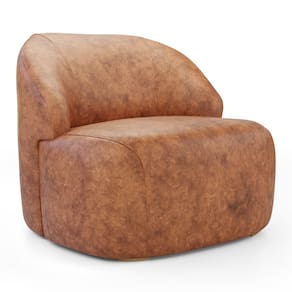 Poltrona Decorativa Living Kaya Orgânica Sintético Ocre - Abmaza