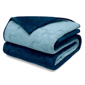 Edredom Buettner Queen Plush Flannel 100% Poliéster Dupla Face 240mx260m Azul Jeans Escuro E Azul Jeans Claro