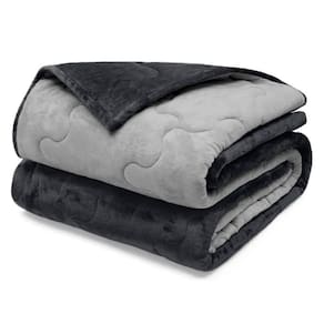 Edredom Buettner Solteiro Plush Flannel 100% Poliéster Dupla Face 160mx240m Preto E Metal Escuro