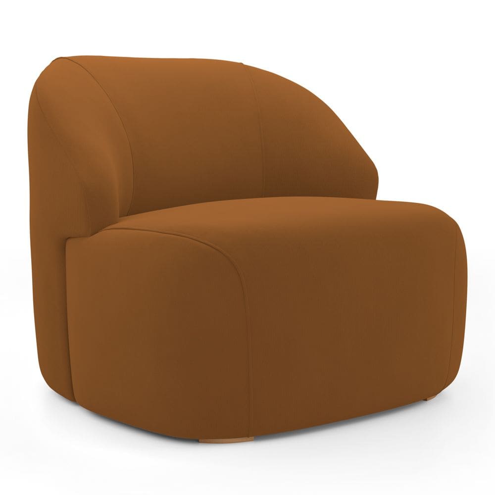 Poltrona Decorativa Living Kaya Orgânica Veludo Terracota - Abmaza